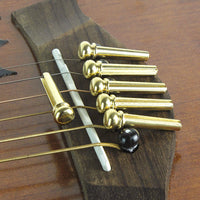 Acoustic Guitar Brass Bridge Pins, Solid Cone Endpins for Extended Sustain, 6-Pack