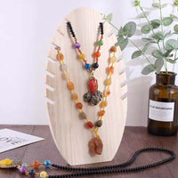 Foldable Solid Wood Necklace and Bracelet Display Stand with Pendant Board