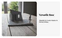 Weathered Damaged House Model Mini Diorama Kit Rectangular Base Gray Collectible Display Rural House Diorama