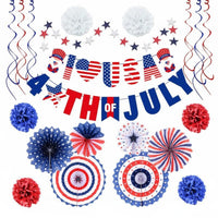 Creates Festive Atmosphere Independence Day Decoration Set Vibrant Colors Patriotic Hanging Decorations Easy to Assemble American Flag Hanging Decorations Double-Sided Printing for Backyard BBQ