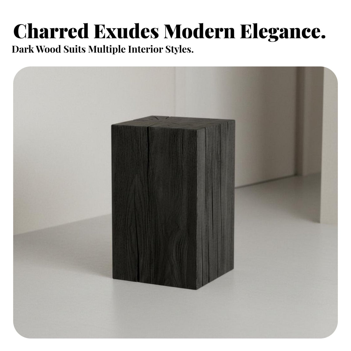 Carbonized Square Log Block sturdy Wood Plant Stand Wabi-Sabi Design Accent Table for Home Decorators, Homeowners, Entryway, Living Room, Bedroom