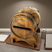 Rustic Cask Card Box Front Slot Wooden Envelope Box Large Capacity Decorative Object