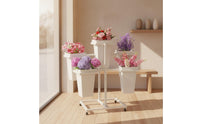 Mobile Flower Display Stand with Wheels Movable Metal Plant Stand Geometric Metal Flower Holder Space-Saving for Gardeners