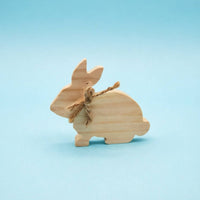 Wooden Bunny Figurine Creative Craft Wooden Rabbit Table Ornament for Bookshelf