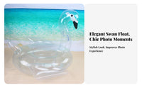 Safe PVC Material Sequin Swan Inflatable Large Size Transparent Swan Pool Flotation Device Long-Lasting for Family, Adults, Summer Vacation