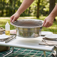 Stainless Steel Korean BBQ Grill Round Outdoor Home Restaurant Buffet Charcoal Grill