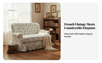 French Country design Floral Print Highrear Chair Vintage Design Floral Print tall rear Armchair Button-Tufted rearrest Indoor Seating Skirted Base for Book Lovers, Interior Designers, Small Apartment, Living Room, Bedroom, perusing alcove