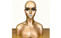 Mannequin Head with Shoulders Solid Core Hairpiece Display Head Pierced Ears Hairpiece Display Bust for Salon