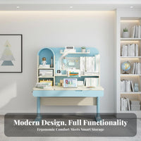 Ergonomic Design Adjustable Desk and Chair Set Tilted Desktop Adjustable kids' Study Station Rounded Corners children's Furniture Safe long-lasting for Students, Parents, school assignments, Homeschooling, Bedroom, Distance Learning