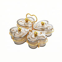 Clear Candy Dish with Stand Ribbed Serving Stand with Dishes Tabletop Snack Organizer with Lids Modern for Coffee Table