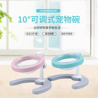 Adjustable Height Pet Feeding Station with Tilted Design and Glass Bowls