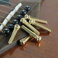 Acoustic Guitar Brass Bridge Pins, Solid Cone Endpins for Extended Sustain, 6-Pack
