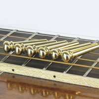 Acoustic Guitar Brass Bridge Pins, Solid Cone Endpins for Extended Sustain, 6-Pack