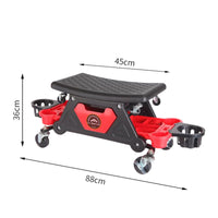 Rolling Automotive Seat Movable Repair Seat Stool with Tool Trays Heavy-Duty Rolling Stool with Tool Trays for Automotive Specialists, Garage