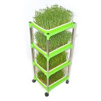 Hydroponic Seed Sprouting Tray Kit with Stainless Steel Stand, Self-Watering Seedling Germination System