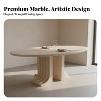 Oval Marble Dining Table European Design Minimalist Marble Surface Table Luxurious and Grand Household Furniture for Homeowners, Families, Villa