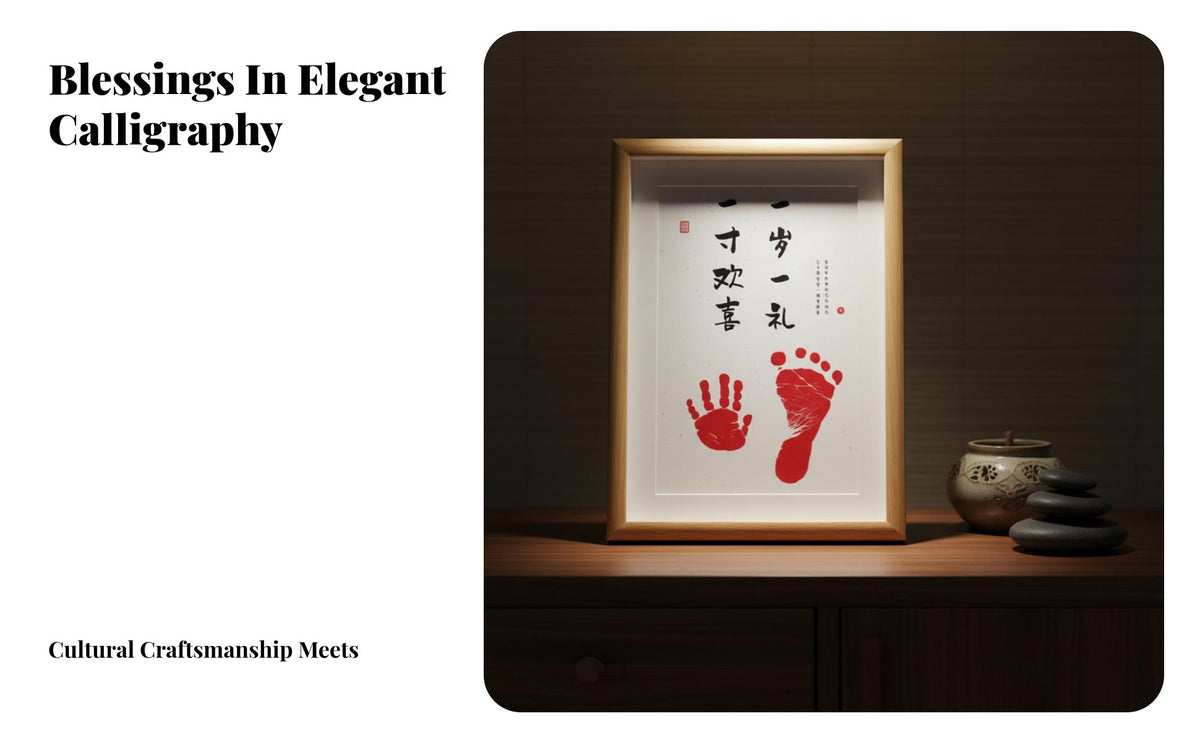 Handprint and Footprint Frame Kit Commemorative Gift Infant Handprint Footprint Frame Wall Hanging for Newborns, New Parents, 100-Day Celebration