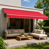Awning Sun Shade Outdoor Terrace Balcony Reddish Brown Aluminum Alloy Manual Retractable Wall Mounted