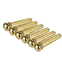 Acoustic Guitar Brass Bridge Pins, Solid Cone Endpins for Extended Sustain, 6-Pack