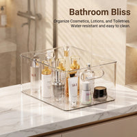 Clear Storage Boxes for Shelves with Handle, Rectangular Desktop Organizer, Stackable Bins with Handles, Kitchen Organizers