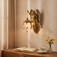 Gentle Glow Angel Wall Lamp Elegant Wall Lamp with Lantern Artistic Sconce Vintage for Collectors, Entryway, Hallway