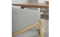 Golden-Legged Accent Chair Light High-End Design Upholstered Dining Armchair Ergonomic Backrest Modern Kitchen Chair for Restaurant, Hotel
