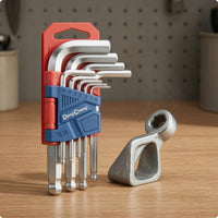 9 Pieces Plastic Holder Folding Hex Key Set Hanging Tab Folding Allen Wrench Set Metal Hardware Tool