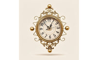 Wall Clock with Metal Frame Iron-Look Metal Wall Clock Ornate for Living Room, Entryway, Hallway