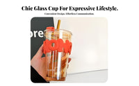 Chic Glass Straw Cup Reusable Sipping Tubes Monogrammed Glass Cup with Lid and Straw Great Gift for Students, Teachers, Gifting, Home