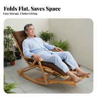 Foldable Adjustable Rocking Chair Space-Saving Recliner Ergonomic Design Leisure Seating Easy Assembly for Seniors, Adults, Office Workers, Living Room, Balcony, Patio, Bedroom