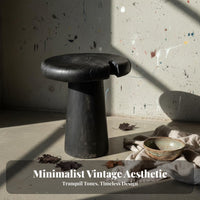 Wabi-Sabi Design Toadstool-Shaped-Shaped Seat Natural Wood Texture Toadstool-Shaped-Shaped Table Rustic Aesthetic Side Stool Multi-Purpose for Interior Designers, Boutique Business Owners, Homestay, Living Room, Entryway, Bedroom