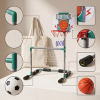 Freestanding Pool Basketball Hoop Set Compact Pool Goal with Soccer Net Portable Floating Basketball Hoop Sturdy for Backyard