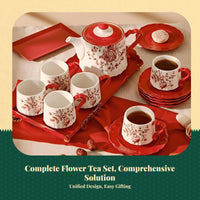 Porcelain Teapot and Mug Set, Elegant Ceramic Drinkware