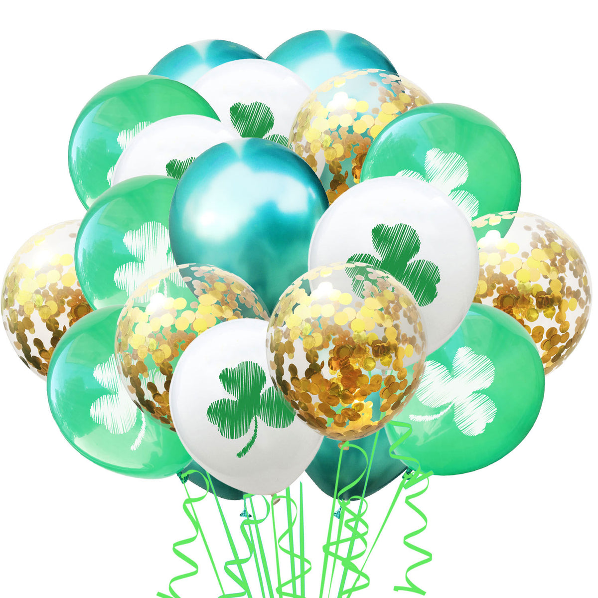 60-Piece St. Patrick's Day Shamrock Sequin Balloon Set for Festive Party Decoration