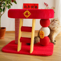 Cat Climbing Structure with Ladder Multi-Functional Cat Activity Soft Resting Area Top Perch Animal Furniture for Small Apartment