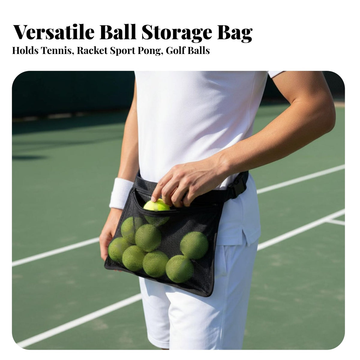 Tennis Ball Waist Bag Portable Tennis Ball Waist Pouch Multifunctional for Coaches, Women, Golf, Outdoor, Travel