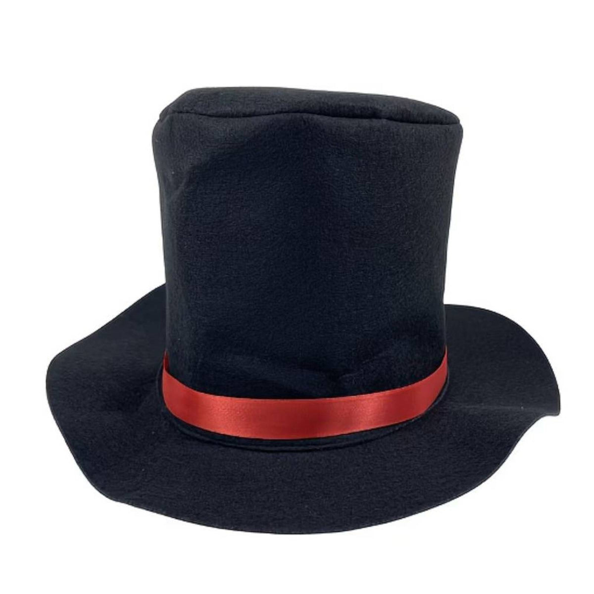 Red Ribbon Band Pointed Felt Hat Wide Brim Hat