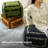 Comfortable Square Textile Pouf Multi-Functional Square Footstool Lightweight for Adults, Apartment Dwellers, Bedroom, Reading Nook