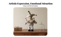 Ceramic Trickster Doll Great Gift Idea Vintage Trickster Figurine Hand-Painted Pierrot Clown Doll for Collectors, Home Decor, Art Collection