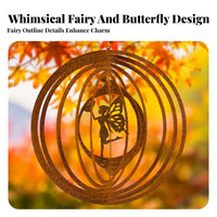 Fantasy Design Fairy Butterfly Rustic Finish Metal Fairy Wind Weather Resistant for Adults, Women, Yard, Patio, Balcony
