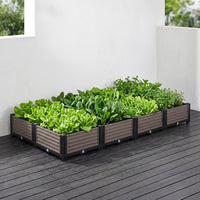 Dark Brown Planter Box, 17cm PP Garden Planter Box with Drainage, for Home Gardening, Patio & Balcony Vegetable Planter Box