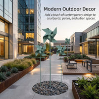 Large Rotating Wind Spinner for Outdoor Garden, Metal Windmill Sculpture Ornament for Lawn Decoration, Industrial Style Yard Art