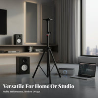 Sturdy Steel Construction Tripod Speaker Stand Foldable Design Floor Speaker Stand Non-Slip Feet Secure Locking Pin for DJs, Musicians, Event Organizers, Stage Performance, Live Events, Conferences, Weddings
