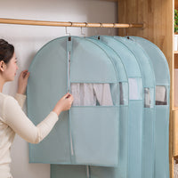 Non-Woven Garment Bag for Clothes Storage, Dustproof Suit and Coat Cover with Hanging Loop