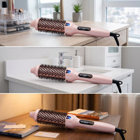Hair Straightener Brush Salon-Like Heated Styling Brush with LCD Display Electric Styling Comb with Bristles Anti-Scald Compact