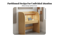 Single Person Privacy Desk Built-in Bookshelf Study Carrel with Hutch Construction scholar's Study Carrel for Adults, Teens, Library, Bedroom
