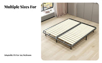 Slatted Bed Frame Foldable Design Mattress Base Sturdy Construction Bedroom Furniture for Residents, Renters, Guest Room, Apartment, Home