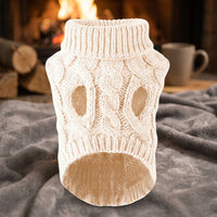 Dog Sweater with Cable Knit Pet Sweater Pattern, Warm Dog Sweater in Synthetic Dog Knitwear, Turtleneck Dog Clothes for Winter