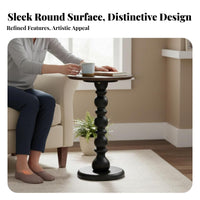 Round Pedestal Side Table Sturdy Wood Pedestal Side Table Vintage Home Styling Furnishing for Apartment Dwellers, Students, Living Room, Bedroom