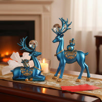 2 Pieces Housewarming Gift Deer Statue Luxury Look Gold Deer Figurine Resin Material Elk Sculpture for Living Room, Office, Entryway